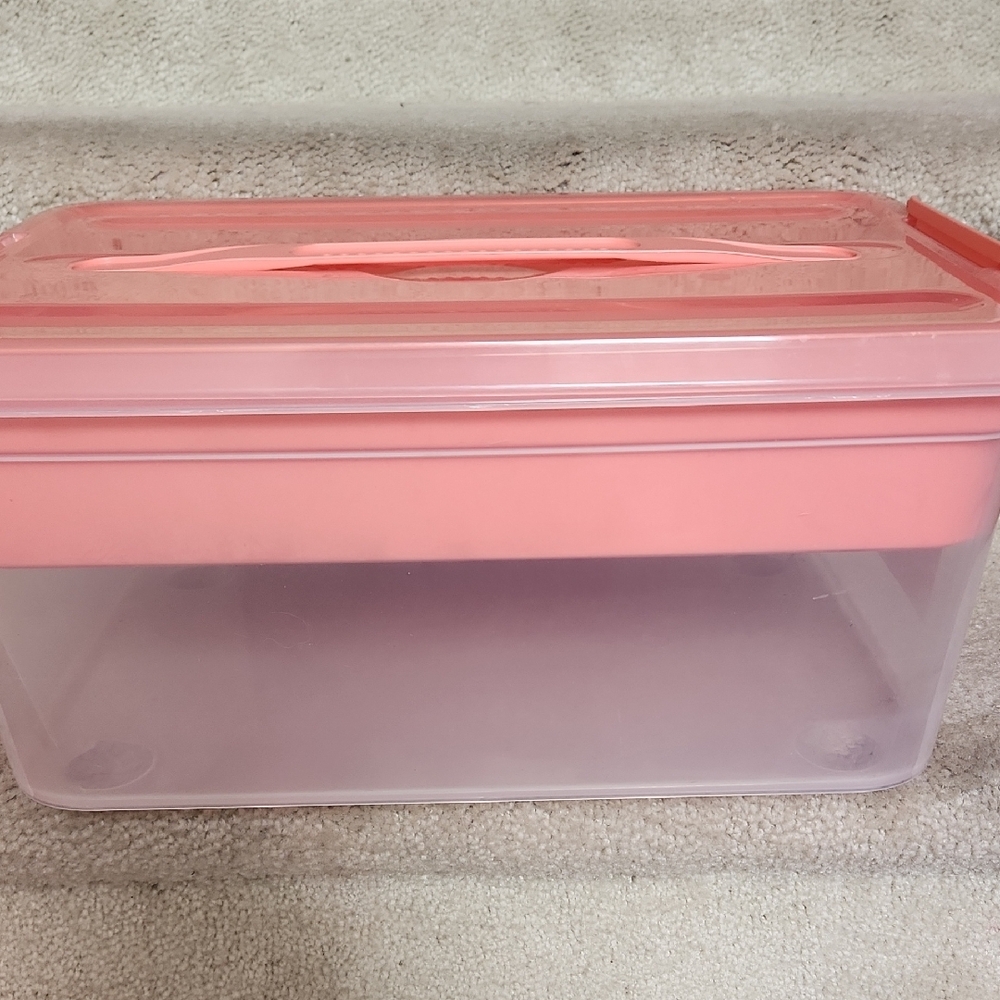 Pink Storage Box with Handle - Picture 2 of 4